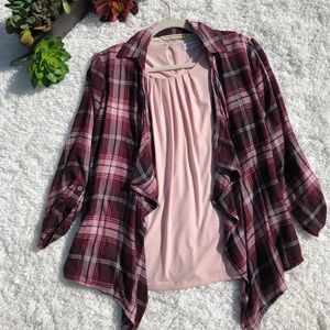 Plaid Hippie Laundry Lace Crochet Cardigan Size M